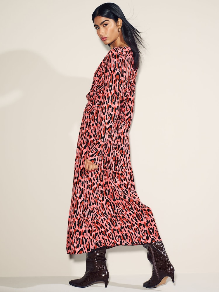 Myleene Klass Pink Animal Print Wrap Dress - Image 3 of 6