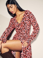 Myleene Klass Pink Animal Print Wrap Dress - Image 4 of 6
