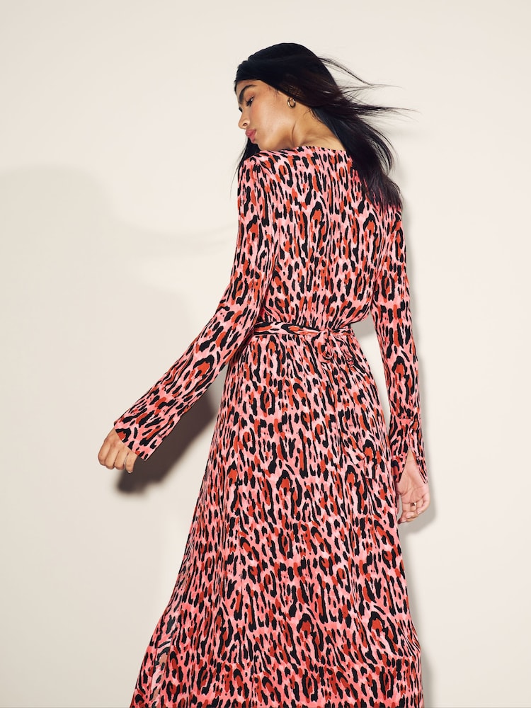 Myleene Klass Pink Animal Print Wrap Dress - Image 6 of 6
