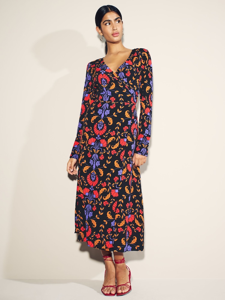 Myleene Klass Pink Animal Print Wrap Dress - Image 2 of 5 Myleene Klass Pink Animal Print Wrap Dress - Image 2 of 5