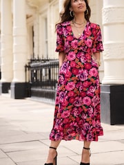 Myleene Klass Pink Floral Tea Dress - Image 1 of 9