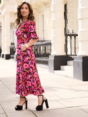 Myleene Klass Pink Floral Tea Dress - Image 3 of 9