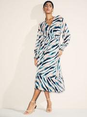 Myleene Klass Printed Chiffon Wrap Black/White Dress - Image 1 of 1