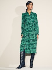 Myleene Klass Hemdkleid mit Ikatmuster, Grün - Bild 1 von 4