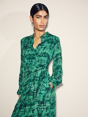 Myleene Klass Hemdkleid mit Ikatmuster, Grün - Bild 3 von 4