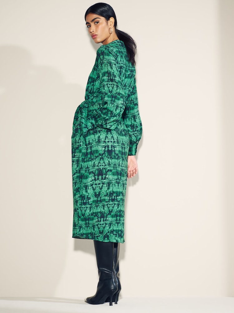 Myleene Klass Hemdkleid mit Ikatmuster, Grün - Bild 4 von 4 Myleene Klass Hemdkleid mit Ikatmuster, Grün - Bild 4 von 4