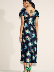Myleene Klass Printed Black Satin Slip Dress - Image 2 of 4