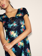 Myleene Klass Printed Black Satin Slip Dress - Image 3 of 4