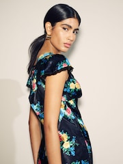 Myleene Klass Printed Black Satin Slip Dress - Image 4 of 4