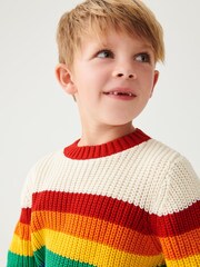 Little Bird by Jools Oliver Multi Rainbow Stripe Knitted Jumper - Image 2 of 7