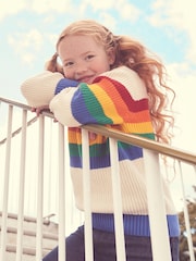Little Bird by Jools Oliver Multi Rainbow Stripe Knitted Jumper - Image 3 of 7