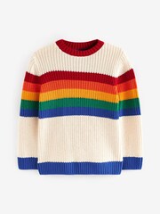 Little Bird by Jools Oliver Multi Rainbow Stripe Knitted Jumper - Image 5 of 7