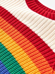 Little Bird by Jools Oliver Multi Rainbow Stripe Knitted Jumper - Image 7 of 7