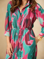 Myleene Klass Green/Pink Marble Printed Shirt Dress - Image 5 of 5