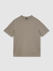 Reiss Mushroom Brown Cade Premium Interlock Relaxed-Fit T-Shirt - Image 2 of 6