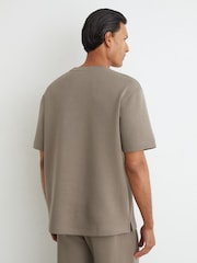 Reiss Mushroom Brown Cade Premium Interlock Relaxed-Fit T-Shirt - Image 5 of 6
