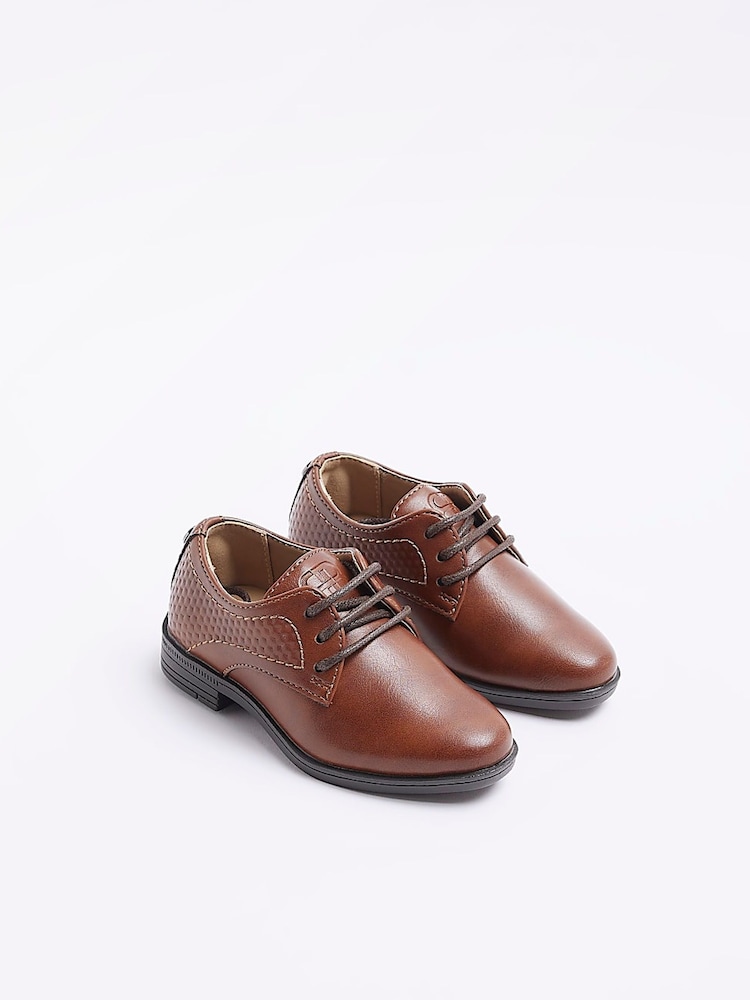 River Island Boys Brown Embossed Point Shoes - Image 2 of 4