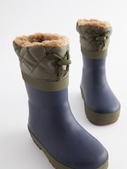 Navy Colourblock Cuff Wellies - Image 4 of 6