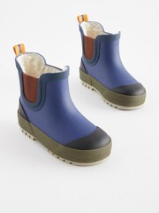Navy Blue Colourblock Warm Lined Ankle Wellies - Image 1 of 5