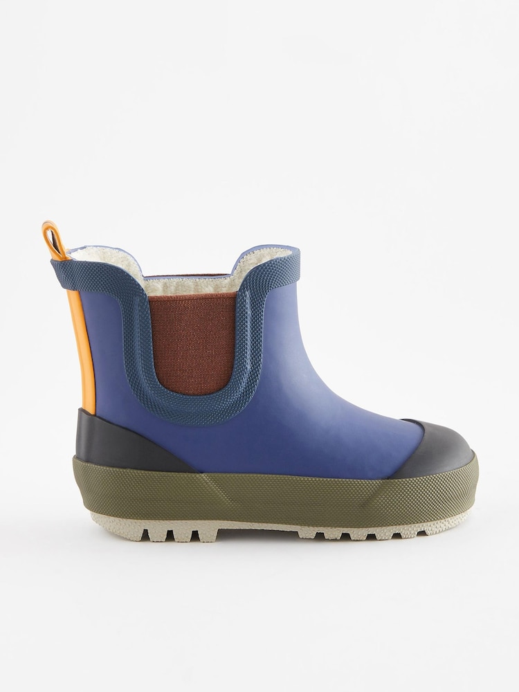 Navy Blue Colourblock Warm Lined Ankle Wellies - Image 2 of 5