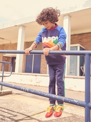 Little Bird by Jools Oliver Navy Happy Rainbow Crew Neck 100% Cotton Sweatshirt - Image 2 of 8
