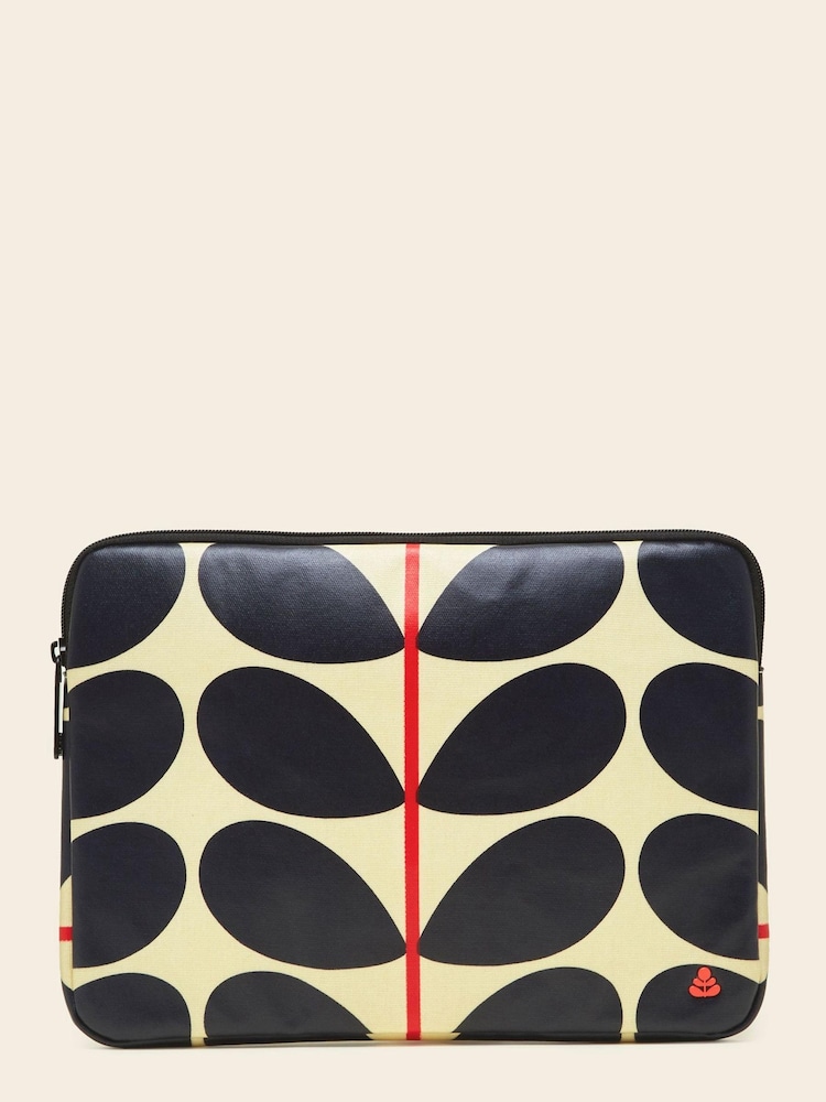 Orla Kiely Solid Stem Navy 13 Inch 100% Cotton Laptop Case - Image 1 of 4