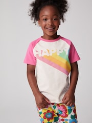 Little Bird by Jools Oliver Pink Short Sleeve Raglan Colourful T-Shirt - Image 1 of 6