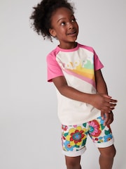 Little Bird by Jools Oliver Pink Short Sleeve Raglan Colourful T-Shirt - Image 2 of 6