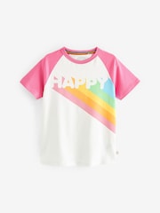 Little Bird by Jools Oliver Pink Short Sleeve Raglan Colourful T-Shirt - Image 3 of 6
