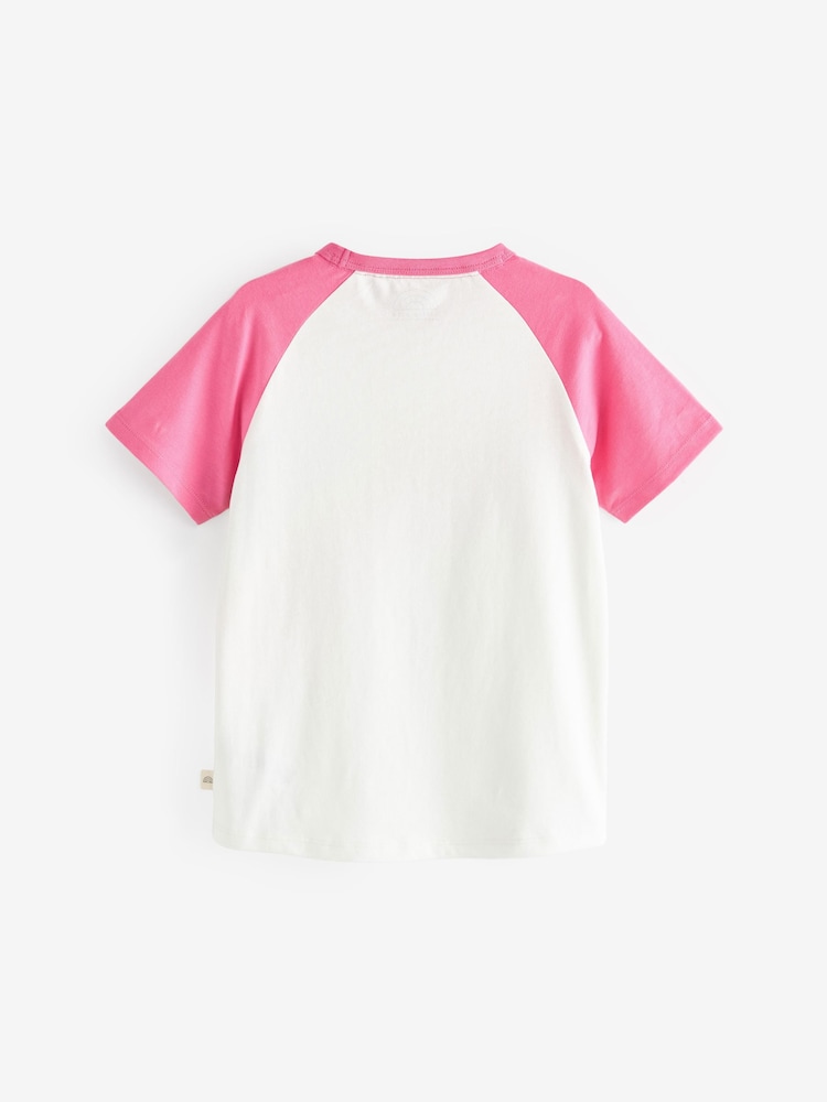 Little Bird by Jools Oliver Pink Short Sleeve Raglan Colourful T-Shirt - Image 4 of 6