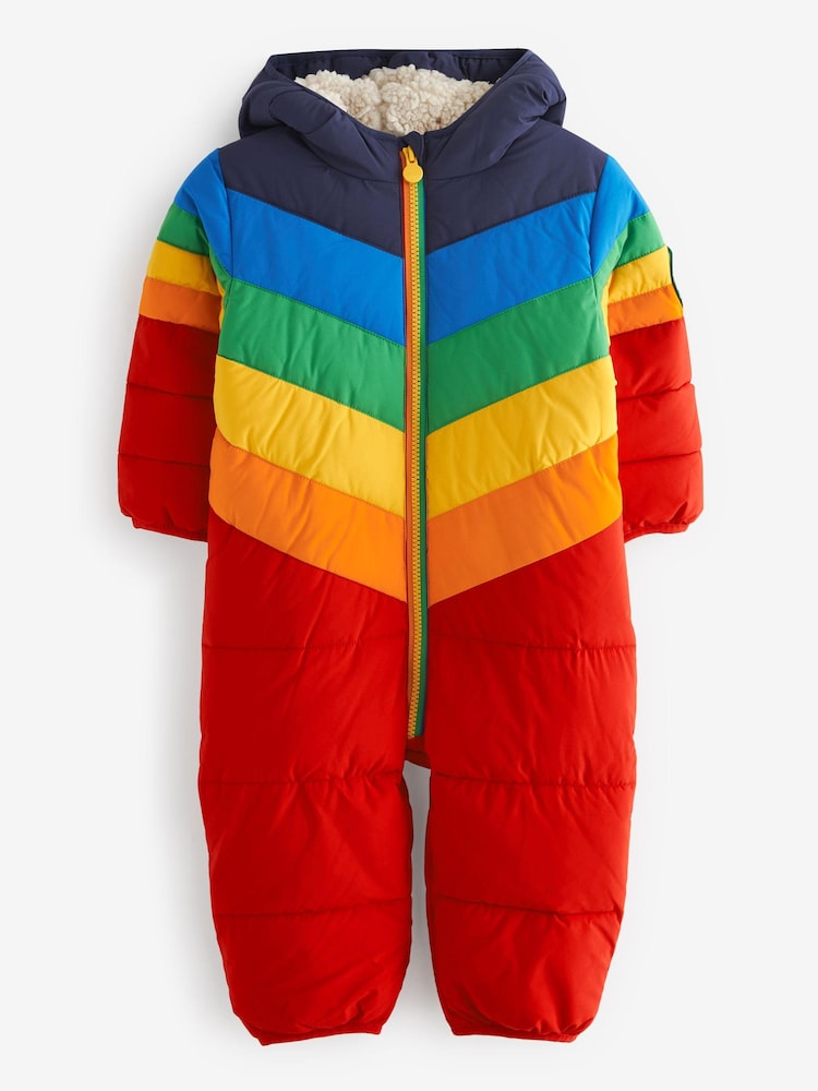 Little Bird by Jools Oliver Multi Baby Rainbow Chevron Stripe Padded Snowsuit - Image 1 of 5