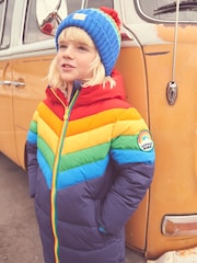 Little Bird By Jools Oliver Spritzwasserfester, wattierter Mantel mit Regenbogendesign und langem Schnitt - Bild 1 von 12