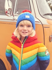 Little Bird By Jools Oliver Spritzwasserfester, wattierter Mantel mit Regenbogendesign und langem Schnitt - Bild 3 von 12
