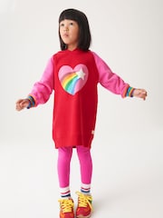 Little Bird by Jools Oliver Pink Heart Star Hooded 100% Cotton Sweat Dress - Image 2 of 7