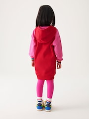 Little Bird by Jools Oliver Pink Heart Star Hooded 100% Cotton Sweat Dress - Image 3 of 7