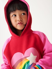 Little Bird by Jools Oliver Pink Heart Star Hooded 100% Cotton Sweat Dress - Image 4 of 7