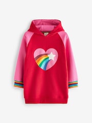 Little Bird by Jools Oliver Pink Heart Star Hooded 100% Cotton Sweat Dress - Image 5 of 7