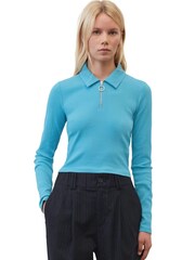 Marc O'Polo Denim Blue Zip Collar Long Sleeve Polo T-Shirt - Image 1 of 1