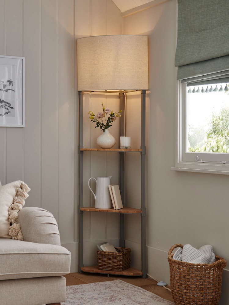 Grey Malvern Shelf Floor Lamp - Image 1 of 6