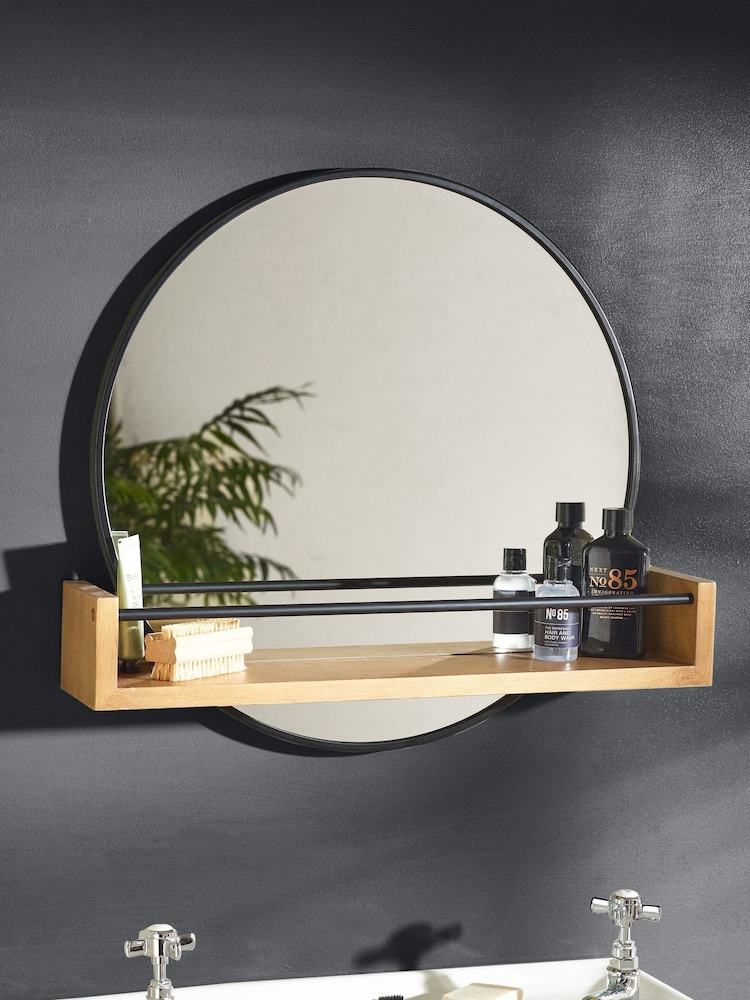 Bronx runder Wandspiegel mit Ablage - Bild 1 von 5 Bronx runder Wandspiegel mit Ablage - Bild 1 von 5