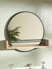 Natural Bronx Shelf Storage Round Wall Mirror - Image 2 of 5
