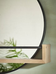 Natural Bronx Shelf Storage Round Wall Mirror - Image 3 of 5