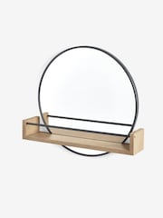 Natural Bronx Shelf Storage Round Wall Mirror - Image 4 of 5