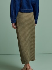 Khaki Green Texture Ruched Front Midi Skirt - Image 3 of 4