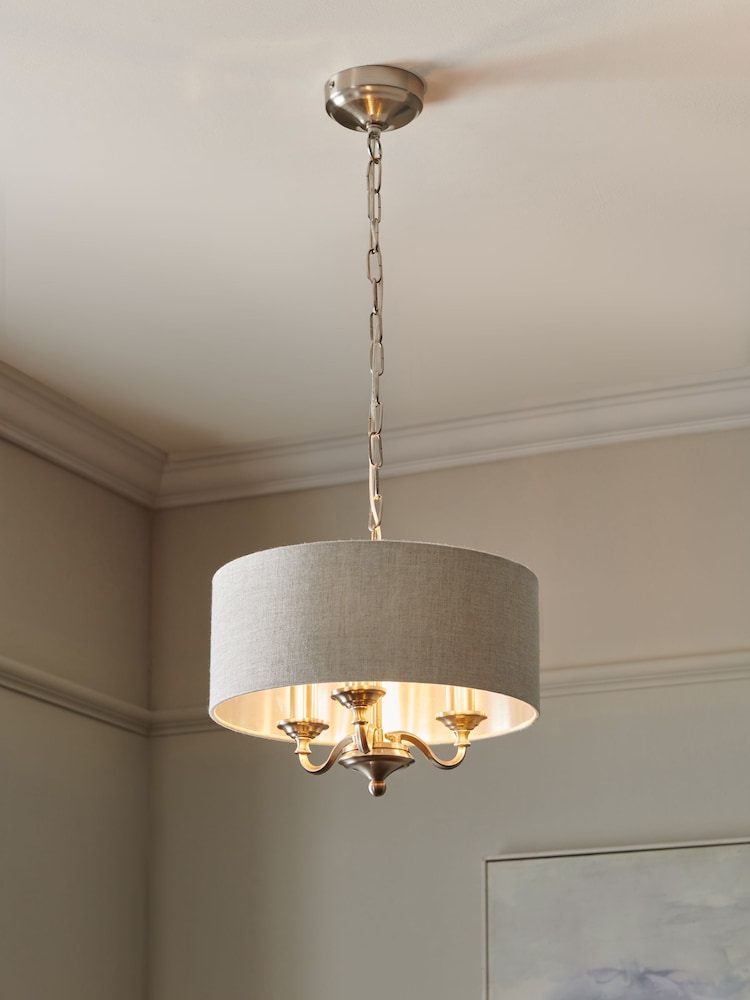 Brushed Chrome Burford 3 Light Chandelier Light - Image 1 of 6
