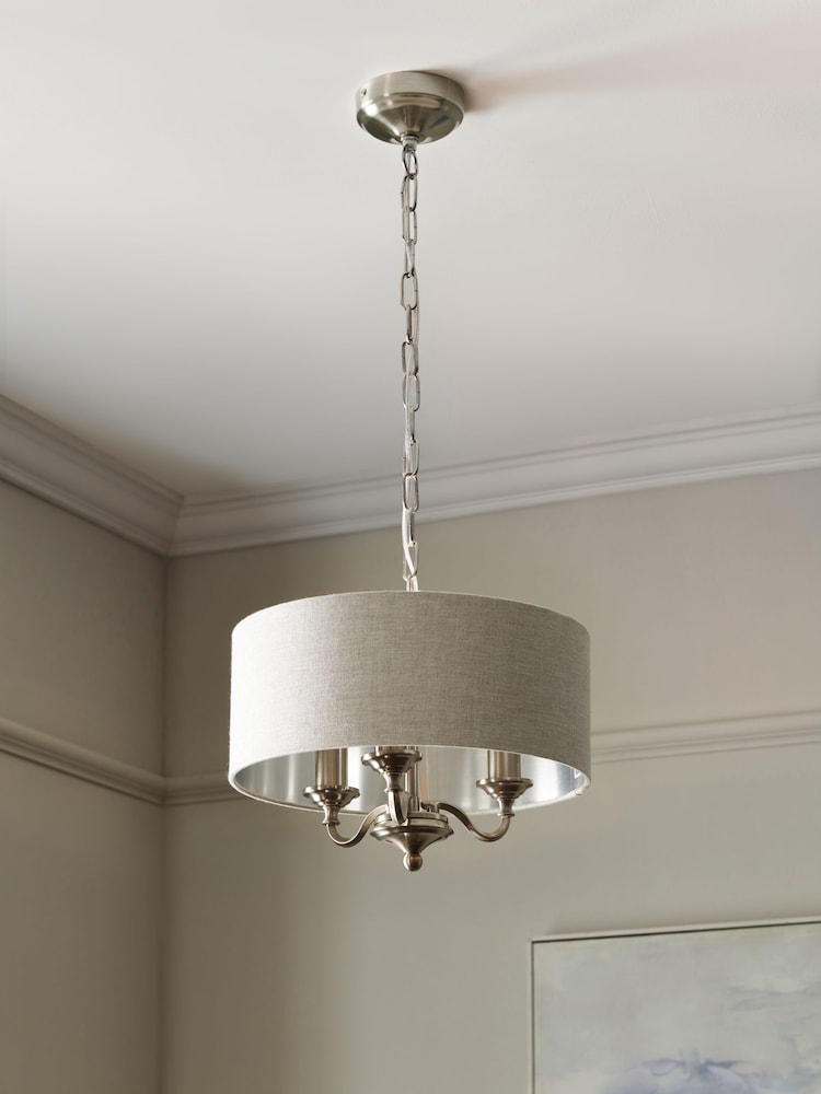 Brushed Chrome Burford 3 Light Chandelier Light - Image 2 of 6