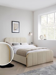 Tweedy Plain Light Natural Mia Upholstered Ottoman Storage Bed Frame - Image 1 of 9