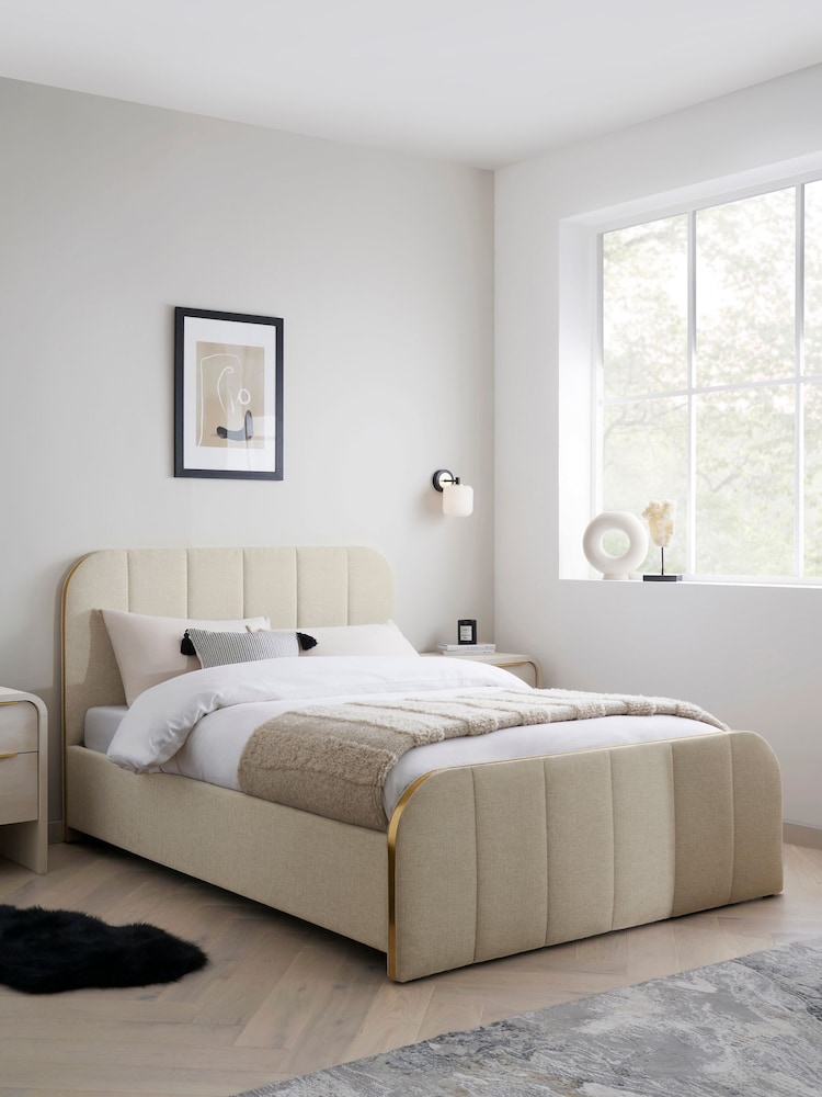 Tweedy Plain Light Natural Mia Upholstered Ottoman Storage Bed Frame - Image 2 of 9