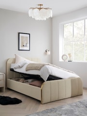 Tweedy Plain Light Natural Mia Upholstered Ottoman Storage Bed Frame - Image 3 of 9