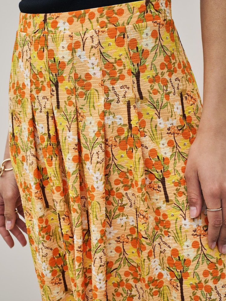 Orange Ditsy - Spódnica maxi z plisowanym przodem - Image 4 of 5
